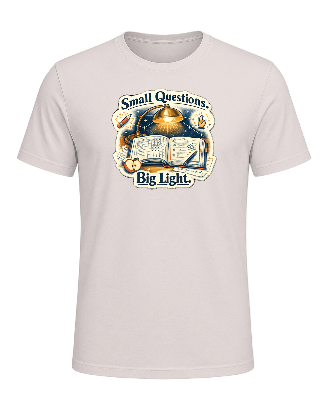 Small Questions. Big Light. Tee — Heather Dust