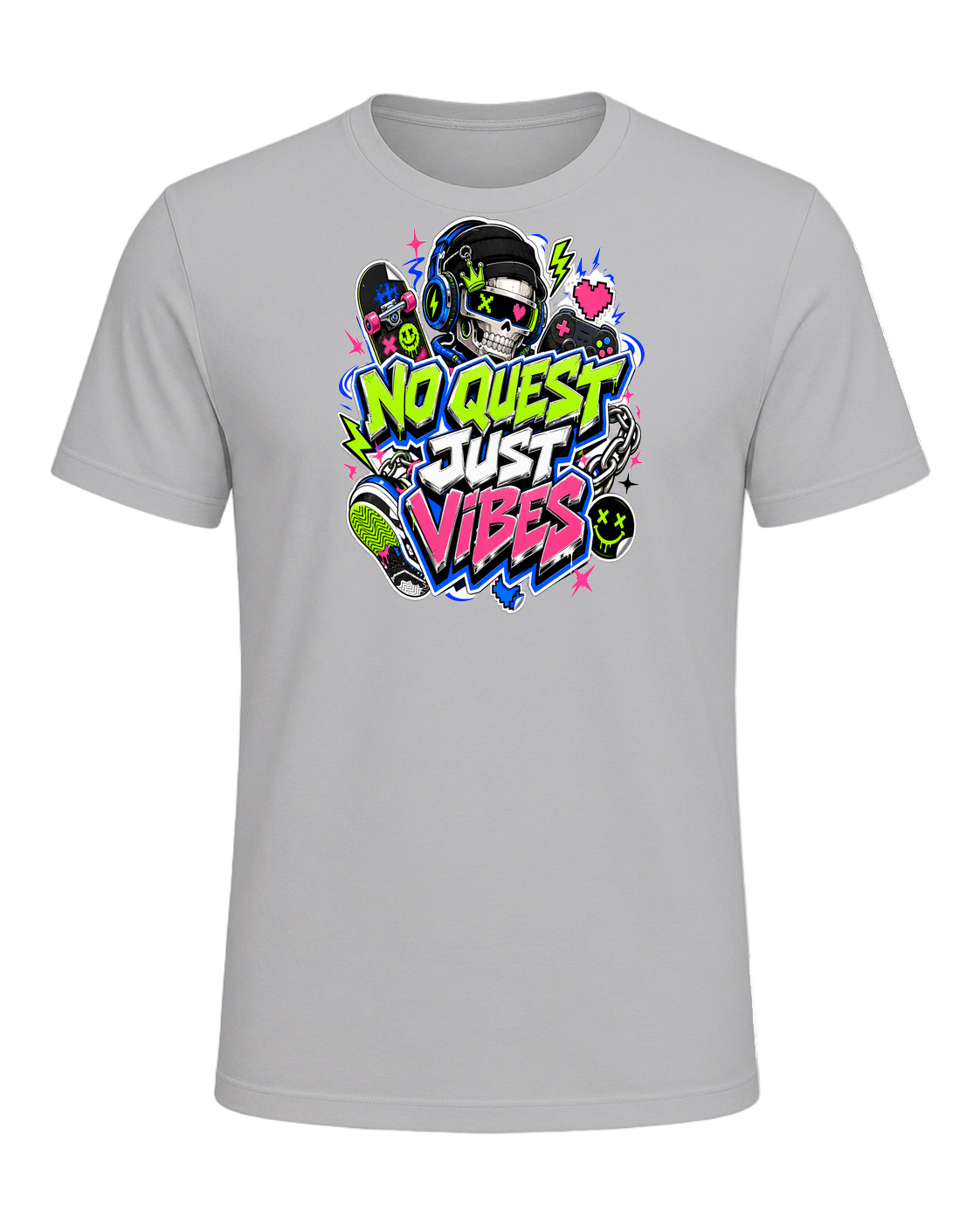 NO QUEST JUST VIBES — Athletic Heather