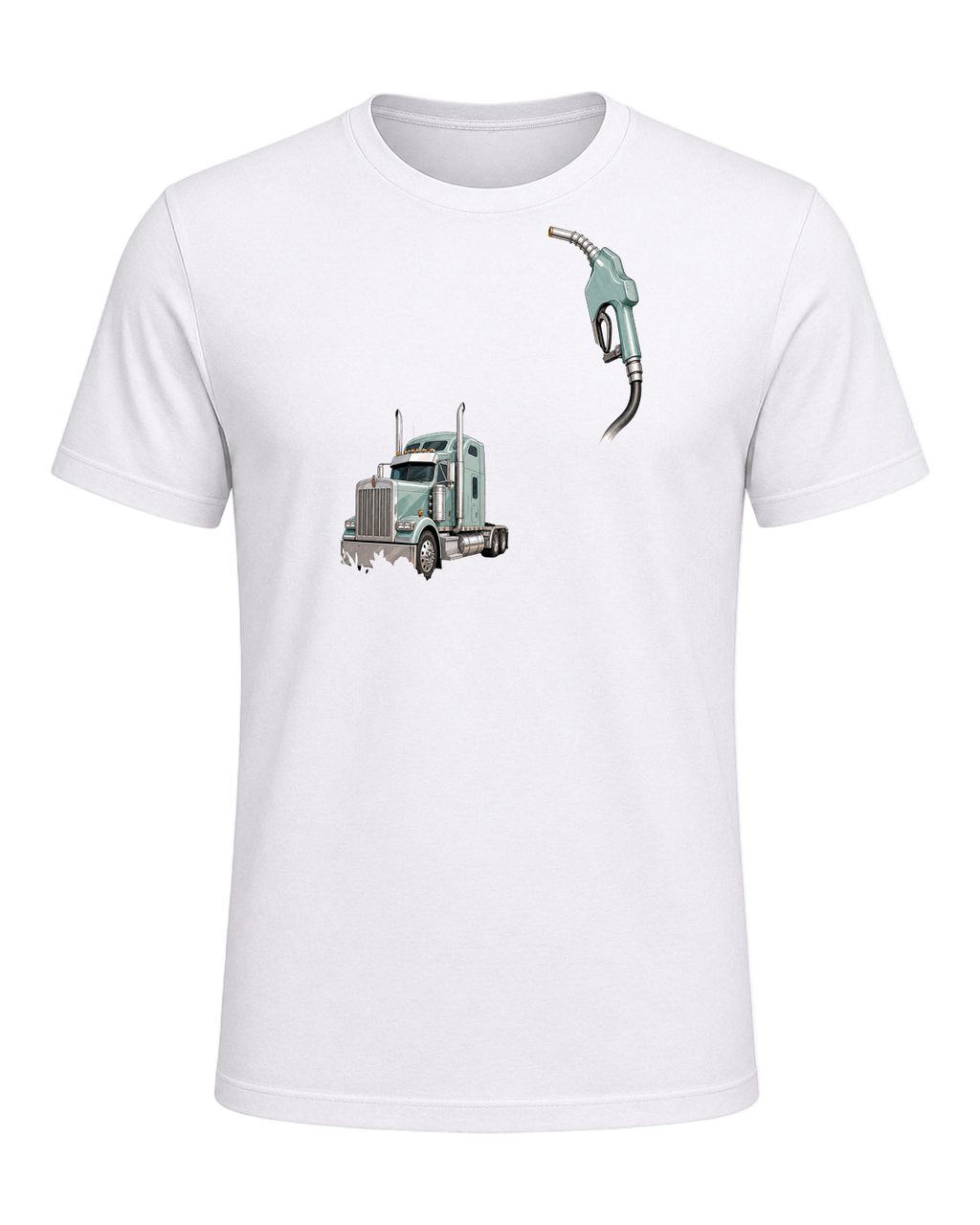 Powered by diesel and gas station coffee — White