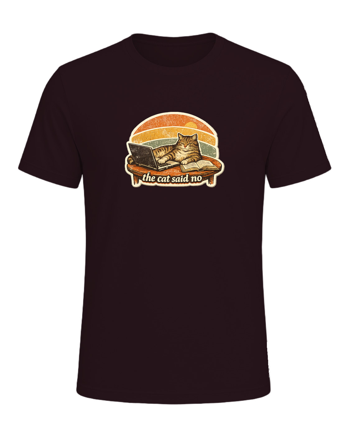 The Cat Said No Tee — Oxblood Black