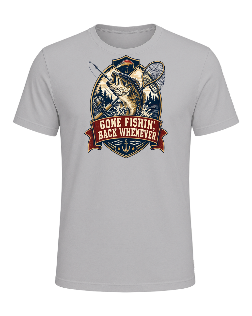 GONE FISHIN', BACK WHENEVER — Athletic Heather