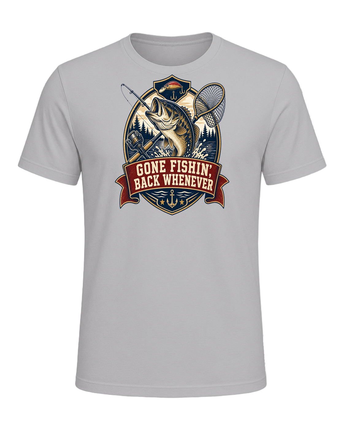 GONE FISHIN', BACK WHENEVER — Athletic Heather