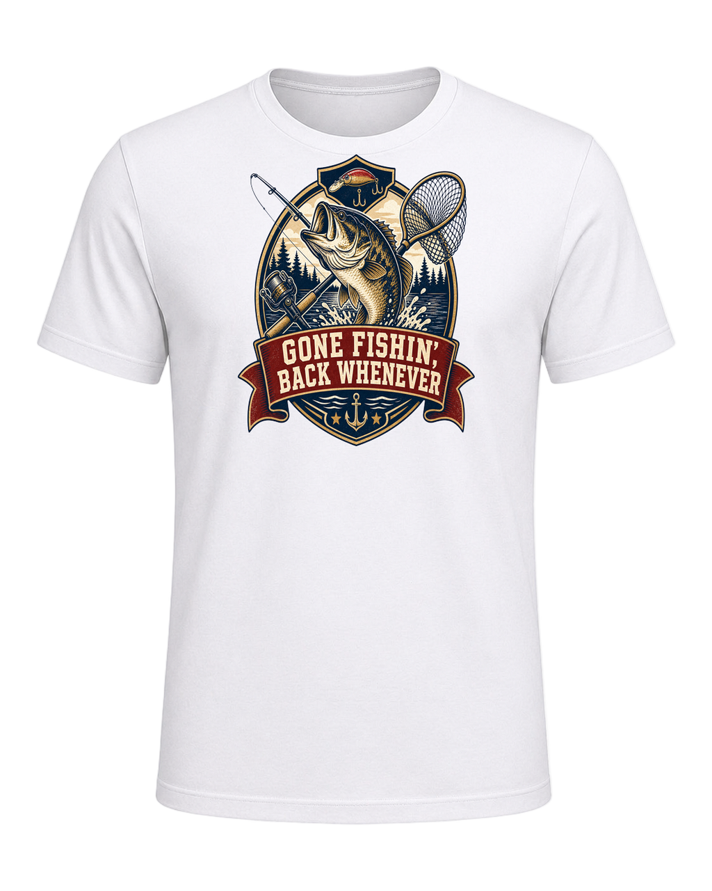 GONE FISHIN', BACK WHENEVER — White