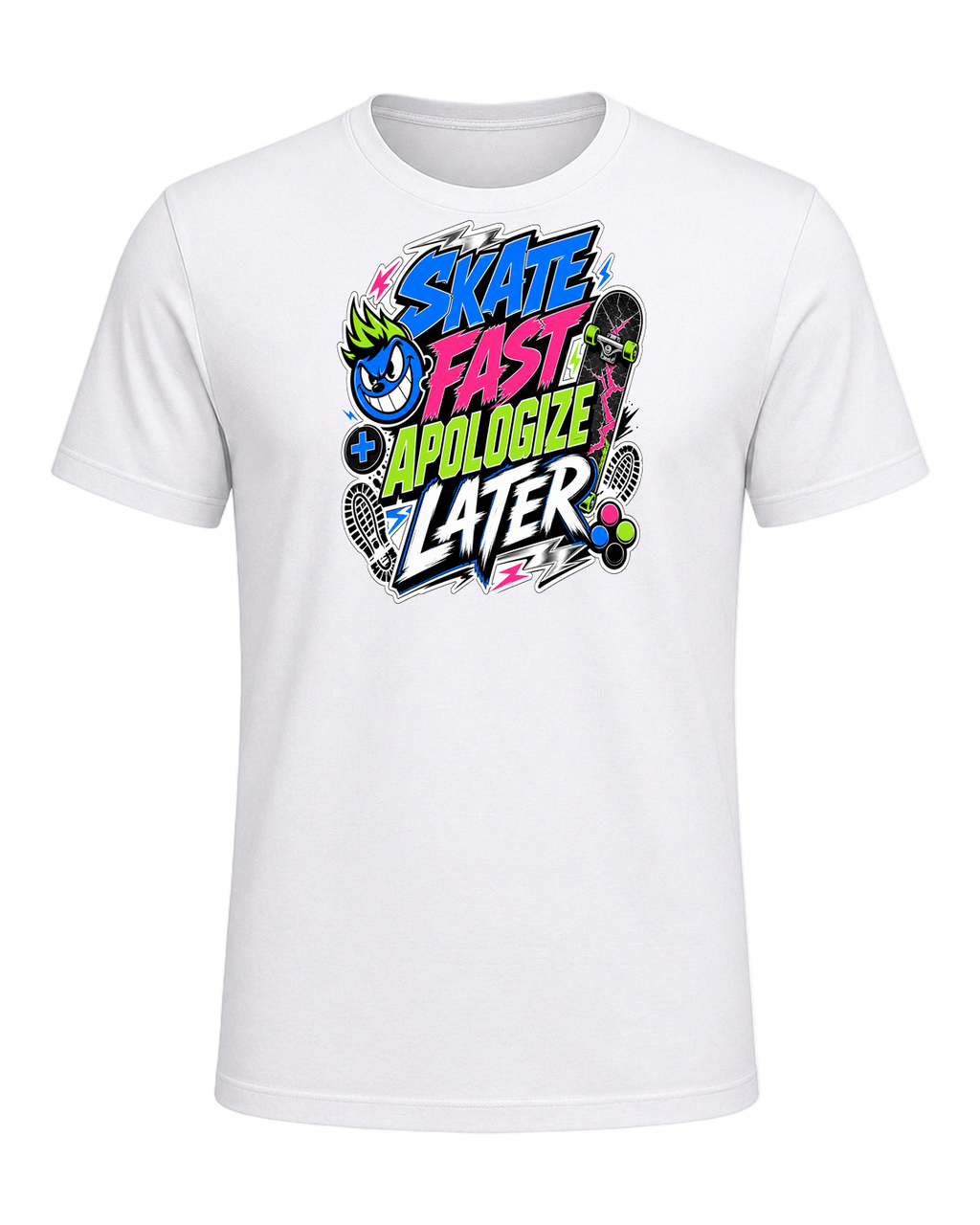 SKATE FAST APOLOGIZE LATER — White