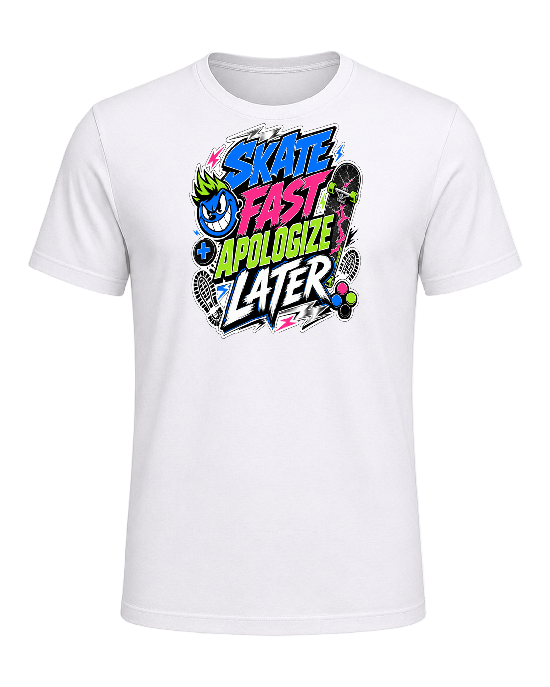 SKATE FAST APOLOGIZE LATER — White