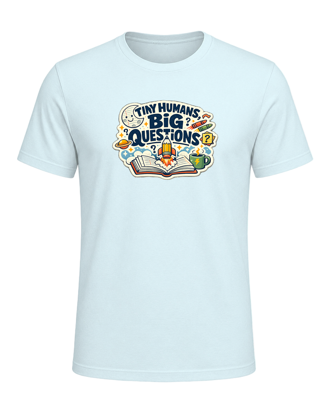 Tiny Humans, Big Questions Tee — Heather Prism Ice Blue