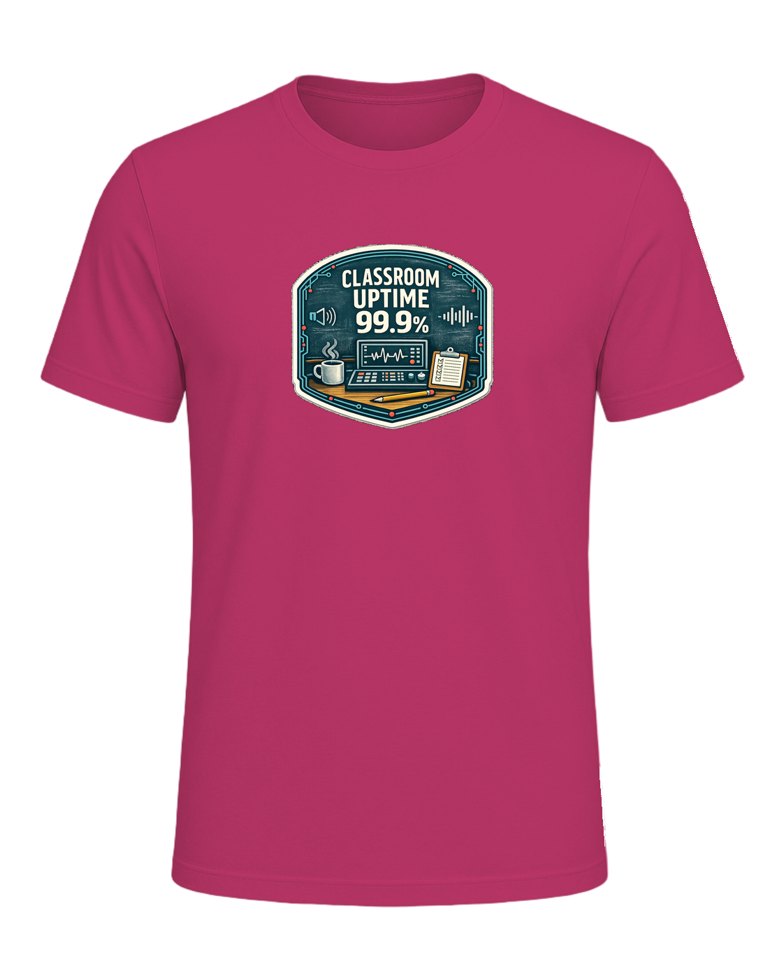 Classroom Uptime 99.9% Tee — Berry