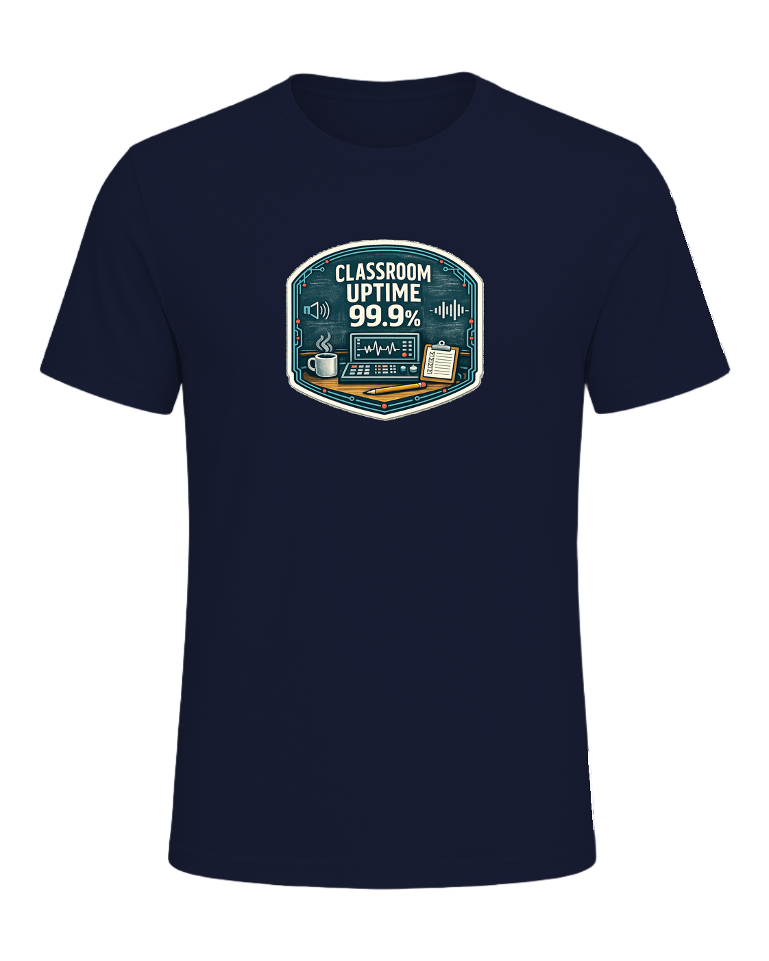 Classroom Uptime 99.9% Tee — Navy
