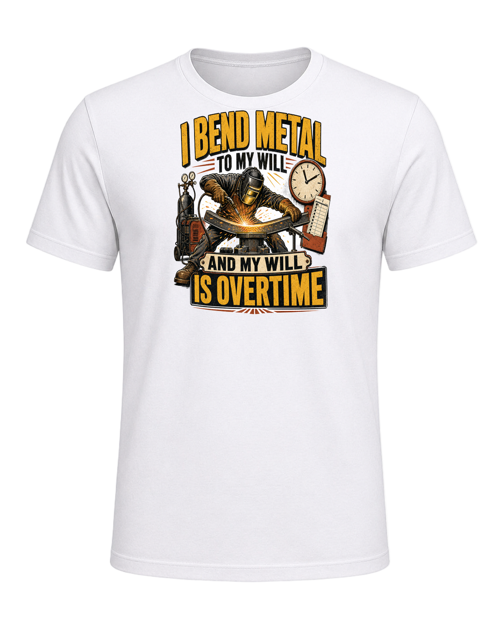 I bend metal to my will and my will is overtime — White