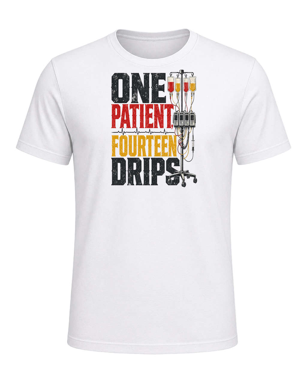 ONE PATIENT, FOURTEEN DRIPS — White