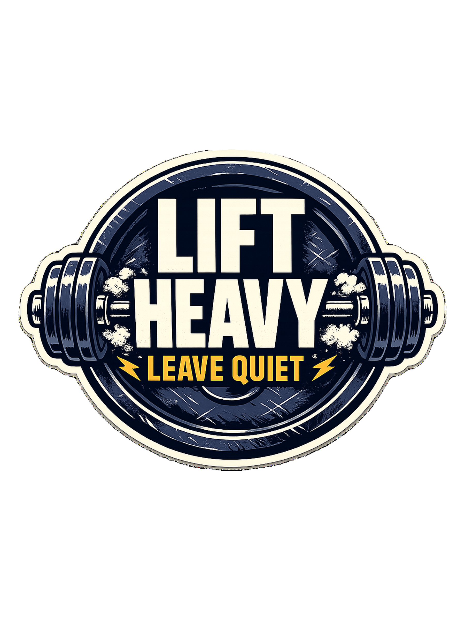 A clean barbell badge tee for lifters who train hard and keep the noise low.