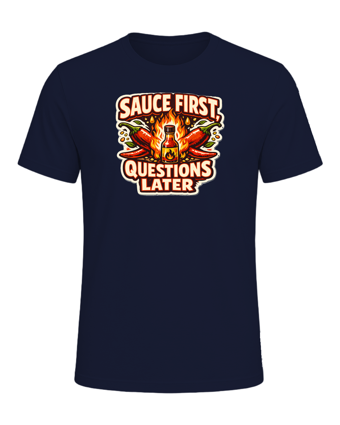 Sauce First, Questions Later Tee — Navy