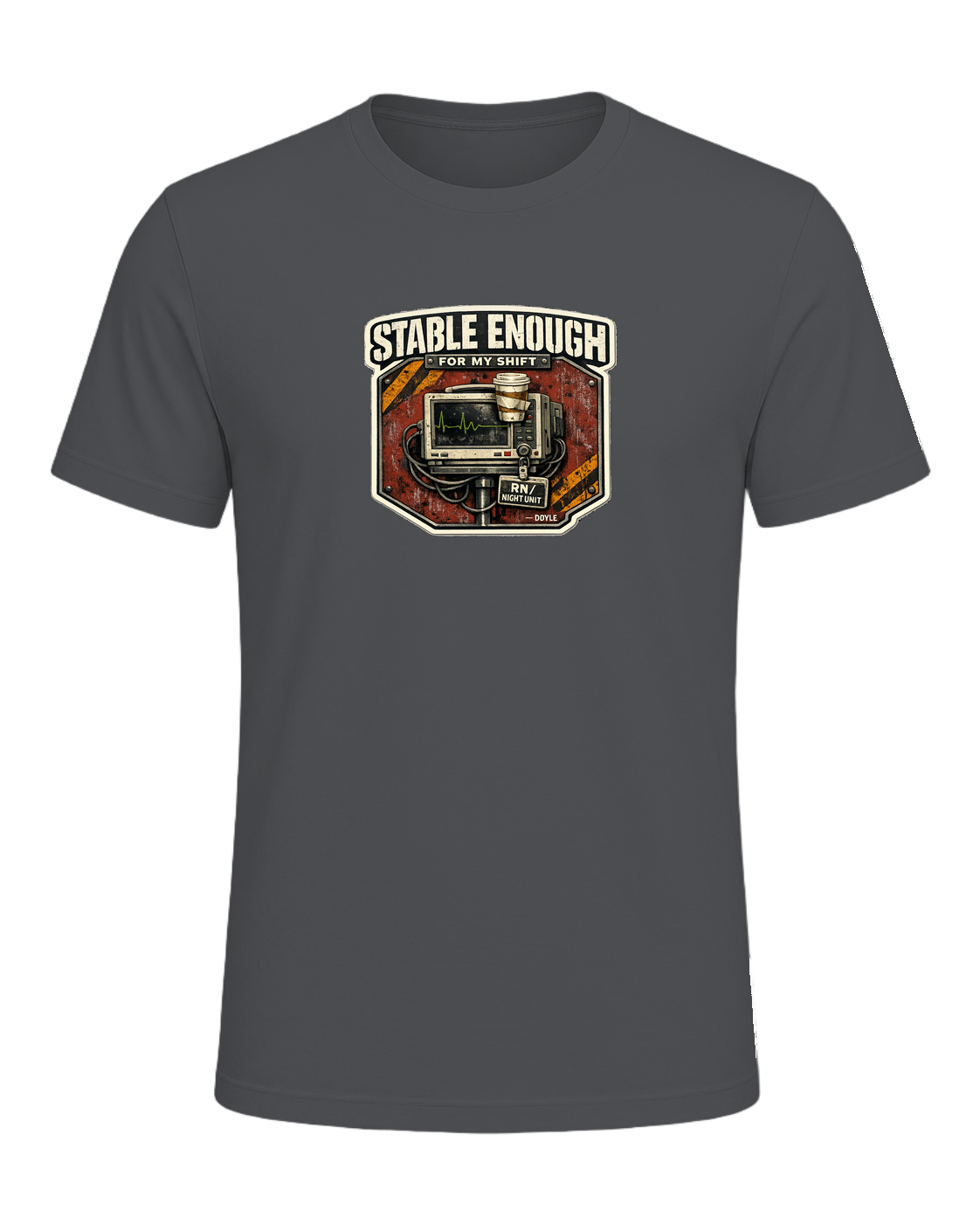 Stable Enough For My Shift Tee — Asphalt
