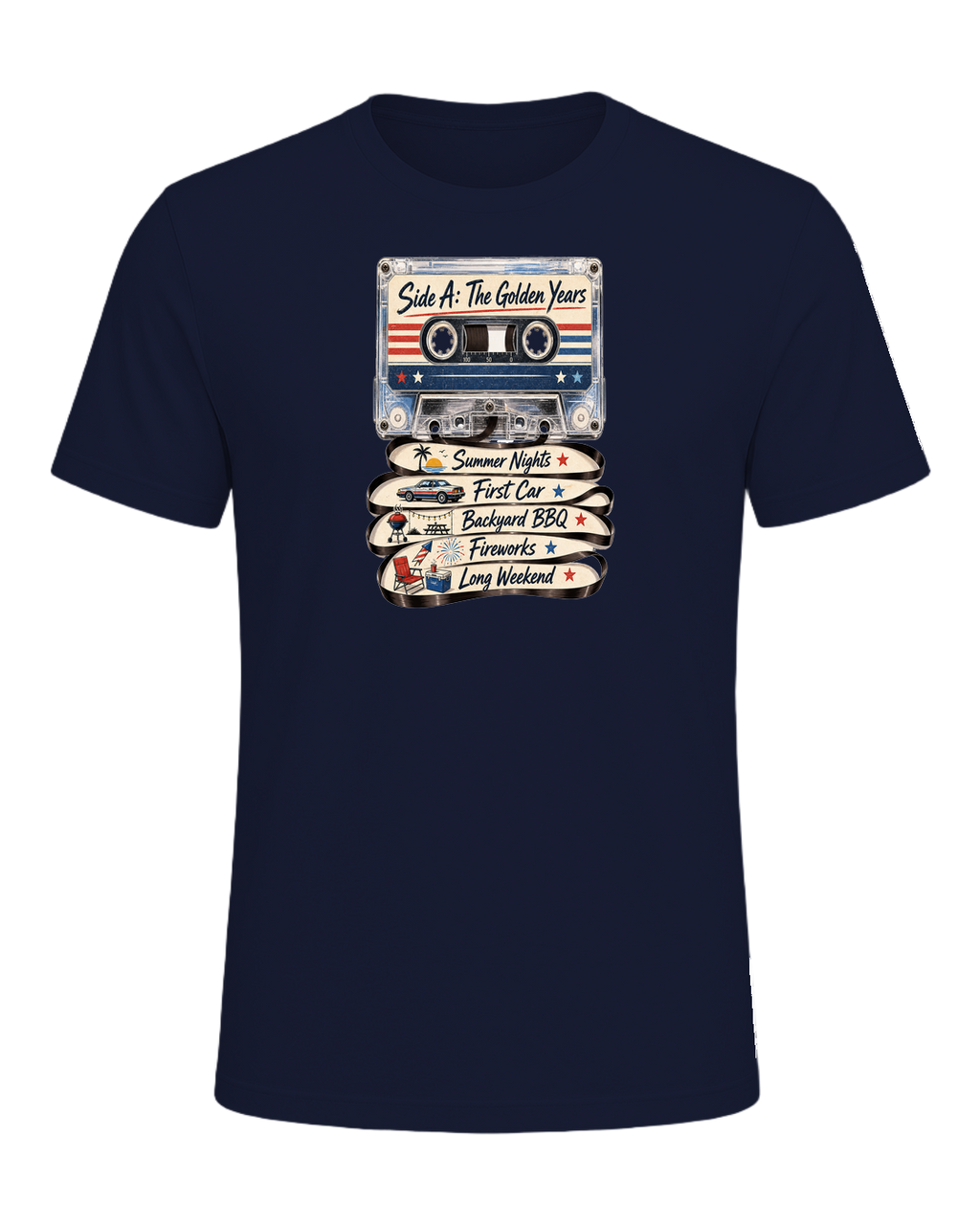 80s Cassette Nostalgia — Navy