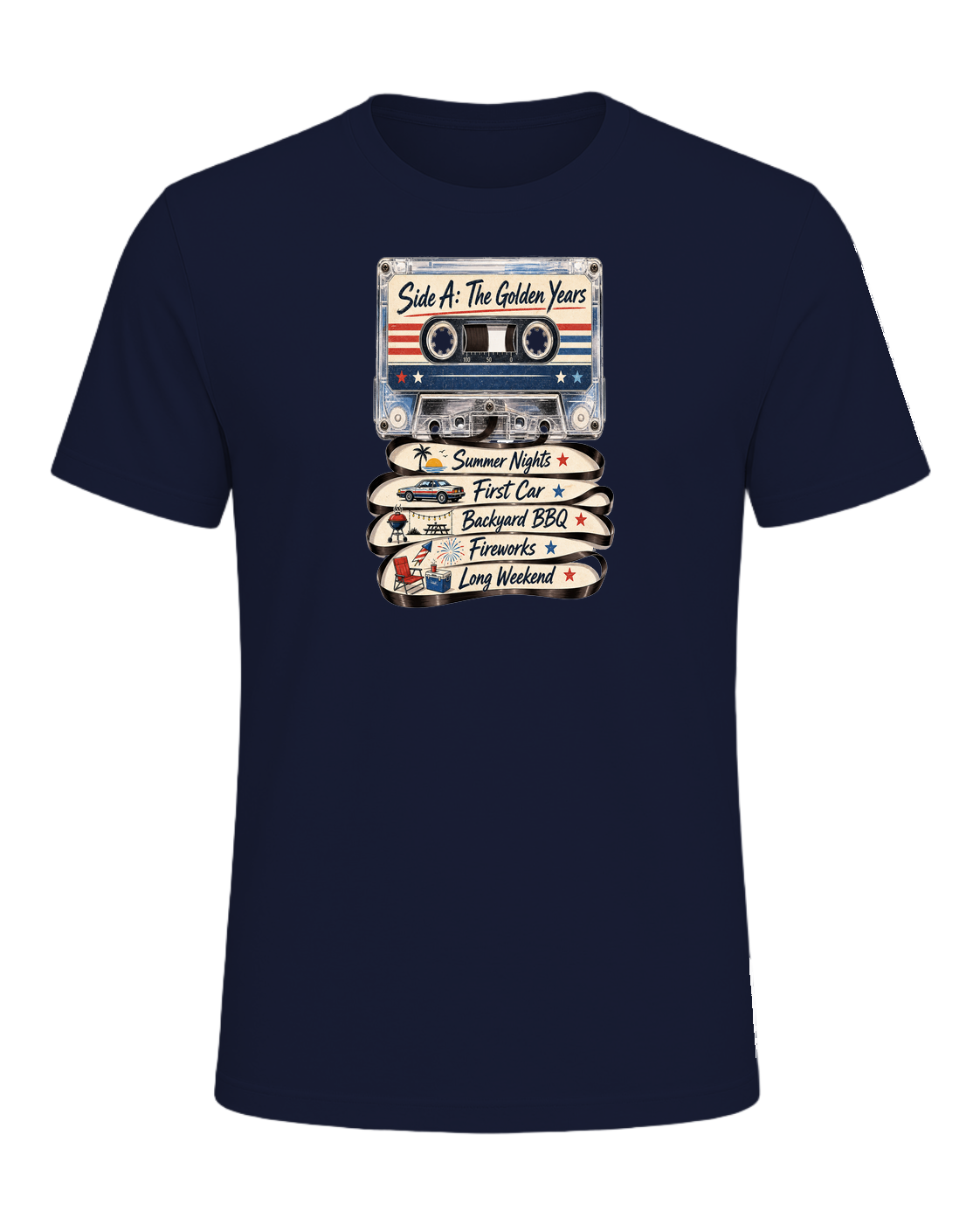 80s Cassette Nostalgia — Navy