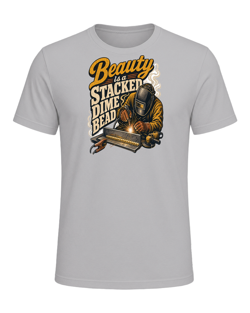Beauty is a stacked dime bead — Athletic Heather