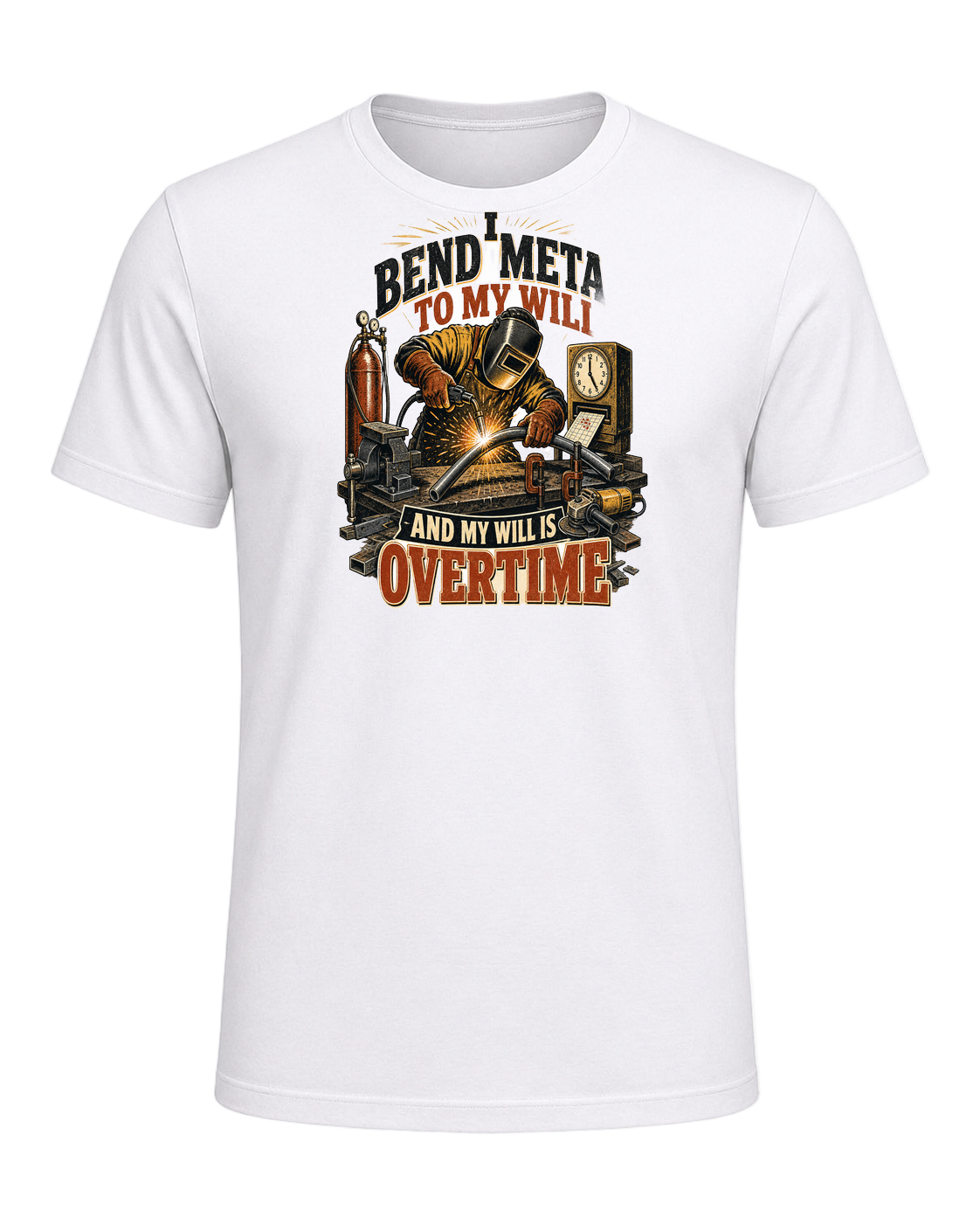 I bend metal to my will and my will is overtime — White