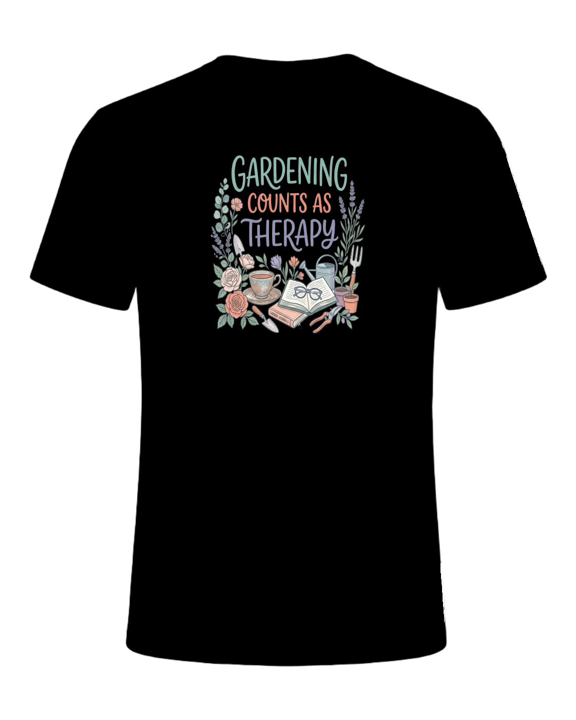 GARDENING COUNTS AS THERAPY — Black