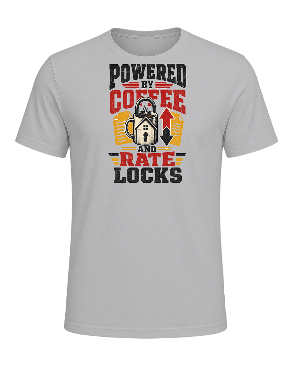 POWERED BY COFFEE AND RATE LOCKS — Athletic Heather