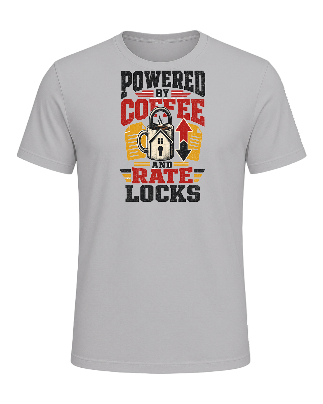 POWERED BY COFFEE AND RATE LOCKS — Athletic Heather