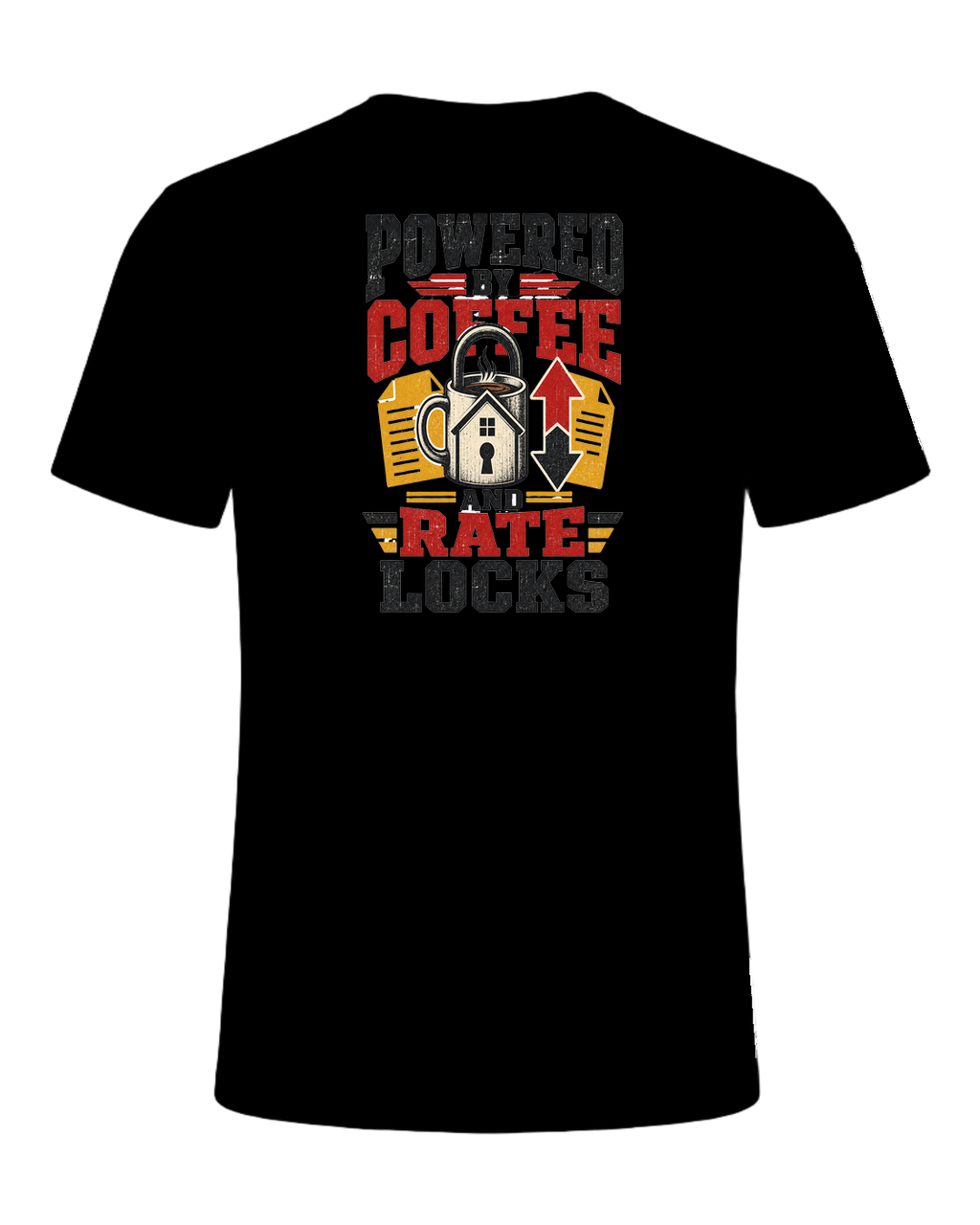 POWERED BY COFFEE AND RATE LOCKS — Black