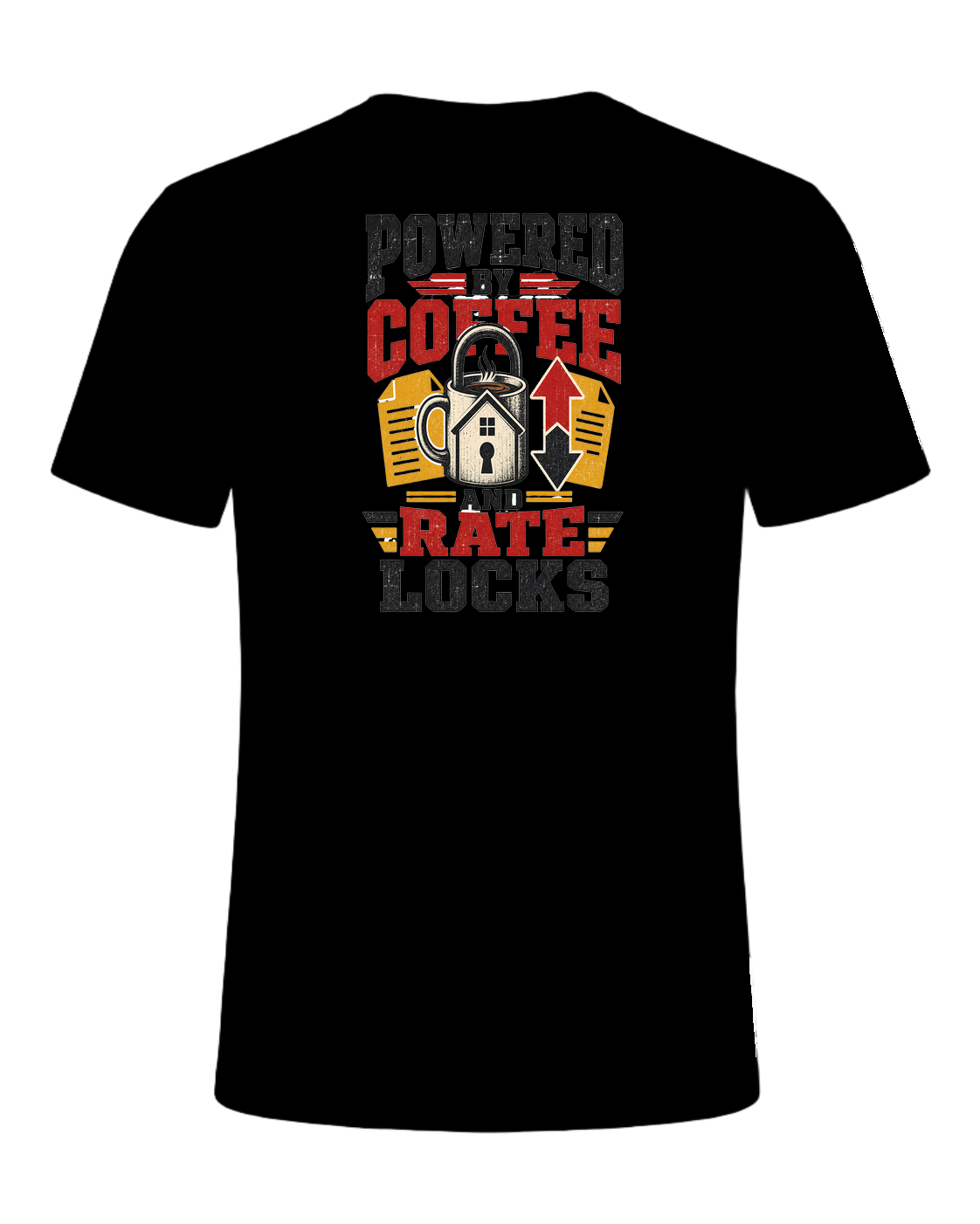 POWERED BY COFFEE AND RATE LOCKS — Black