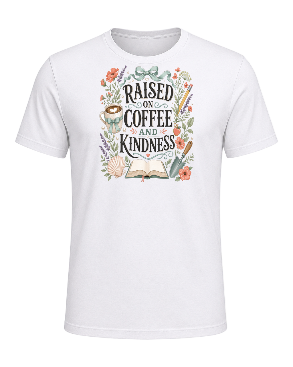 RAISED ON COFFEE AND KINDNESS — White