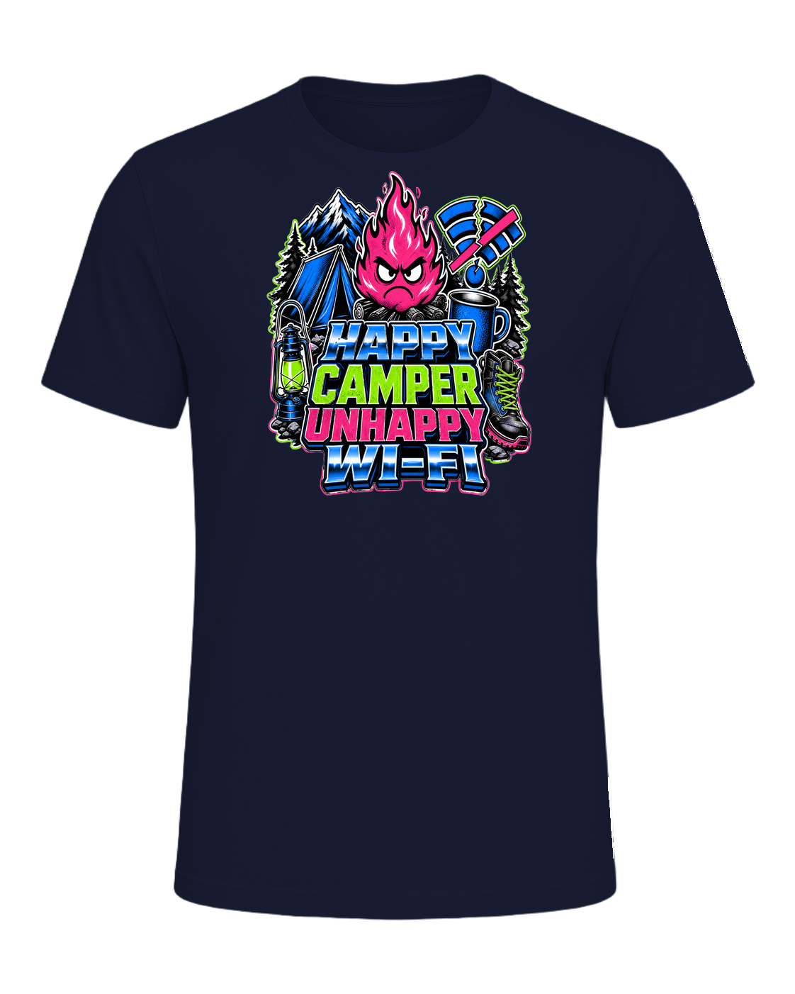 HAPPY CAMPER UNHAPPY WI-FI — Navy