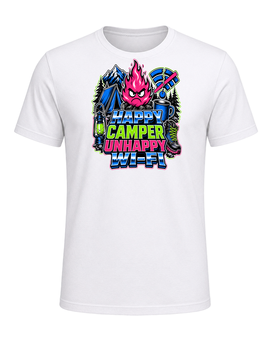 HAPPY CAMPER UNHAPPY WI-FI — White