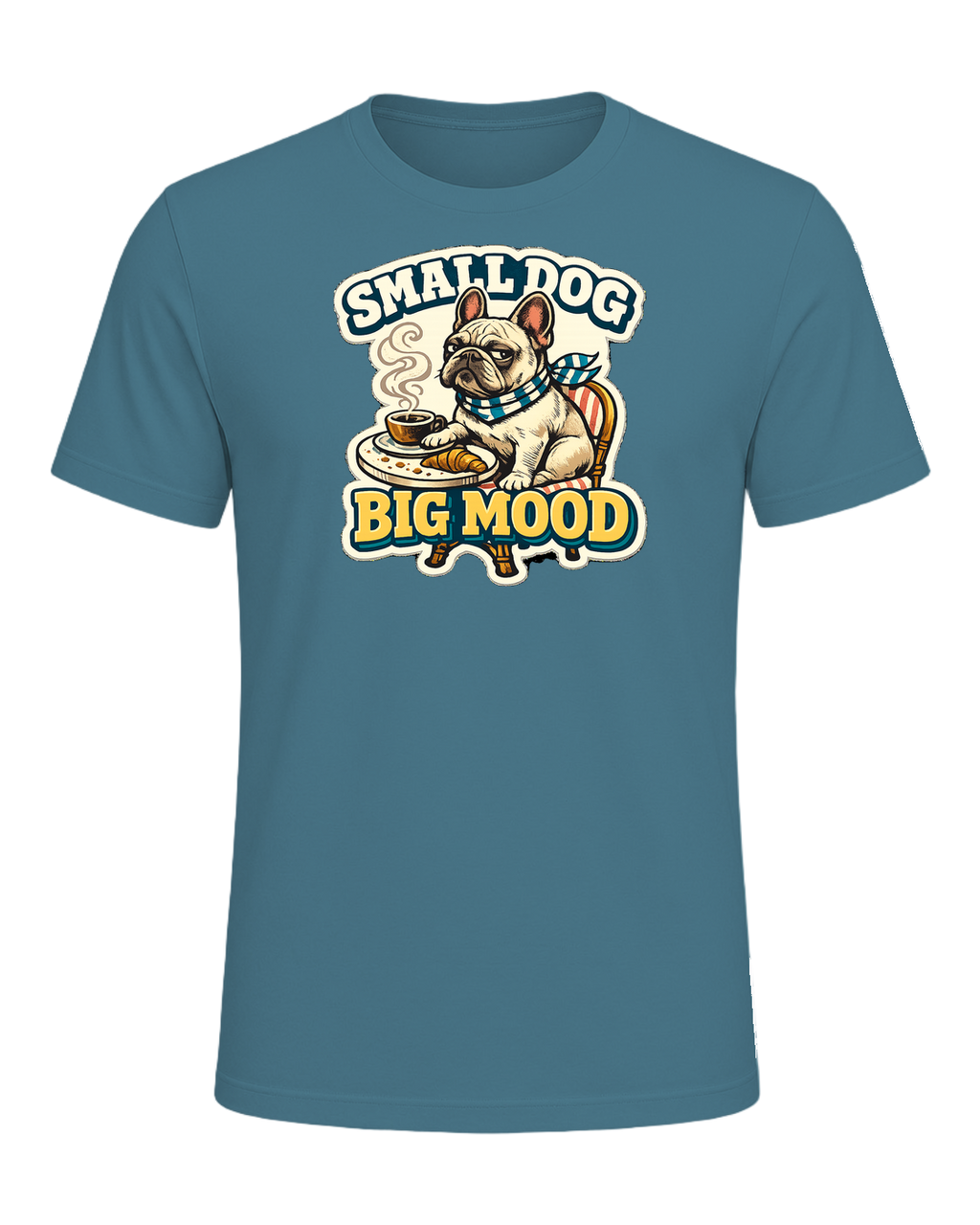 Small Dog Big Mood Tee — Heather Deep Teal