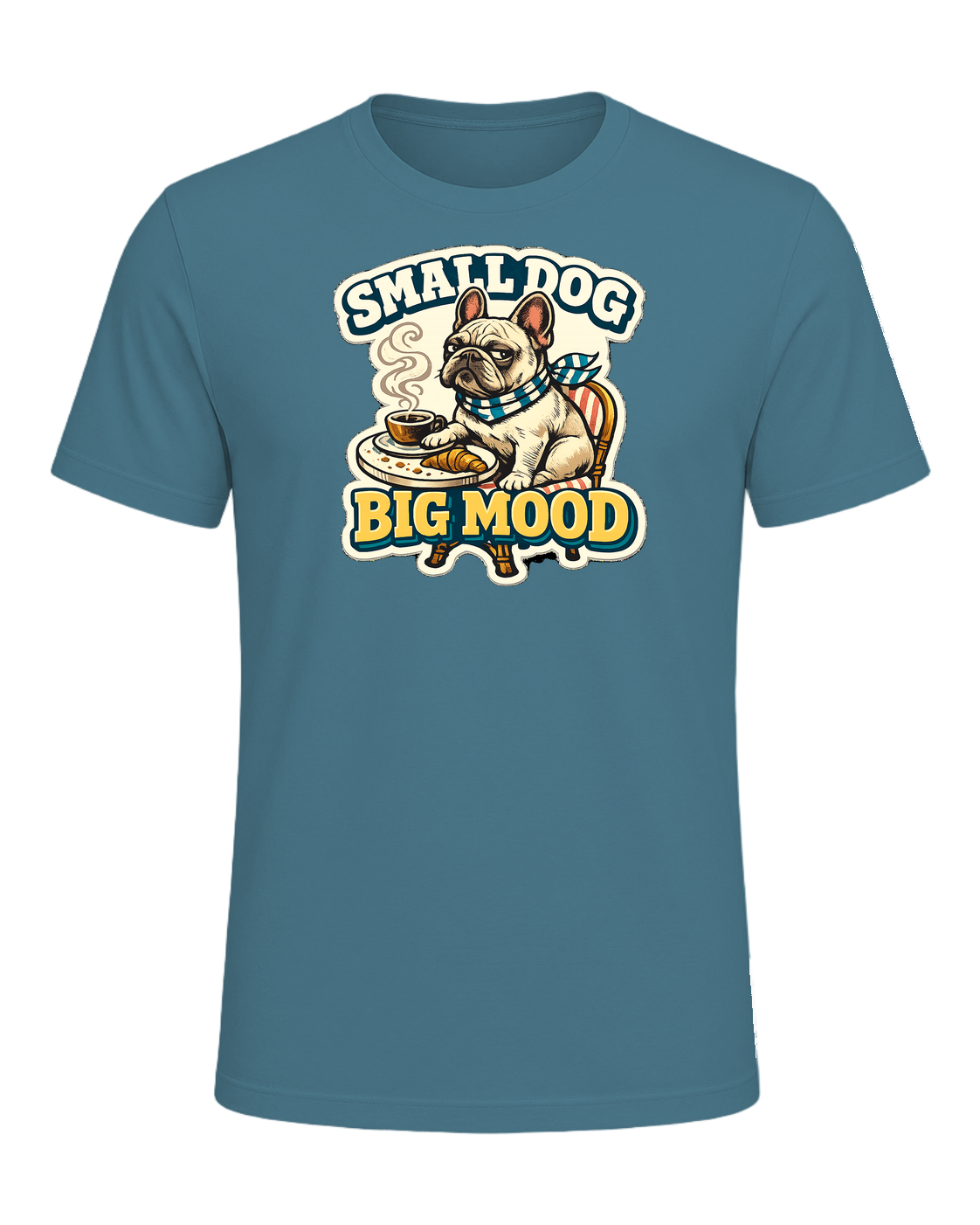 Small Dog Big Mood Tee — Heather Deep Teal