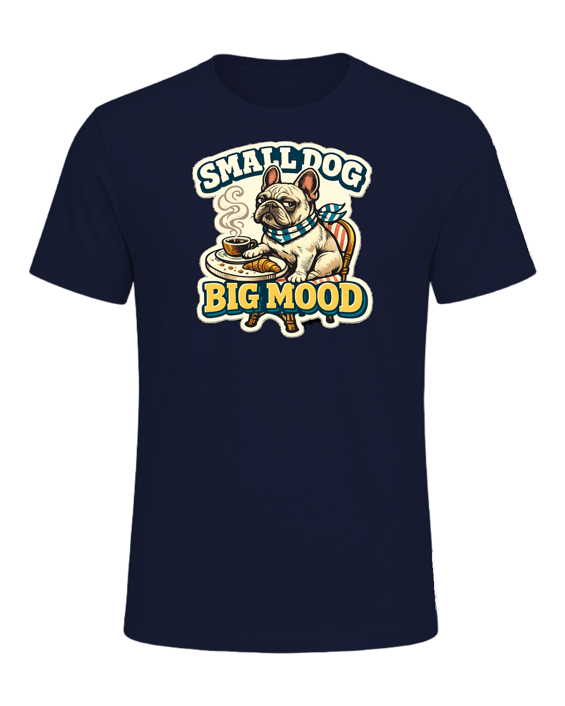 Small Dog Big Mood Tee — Navy