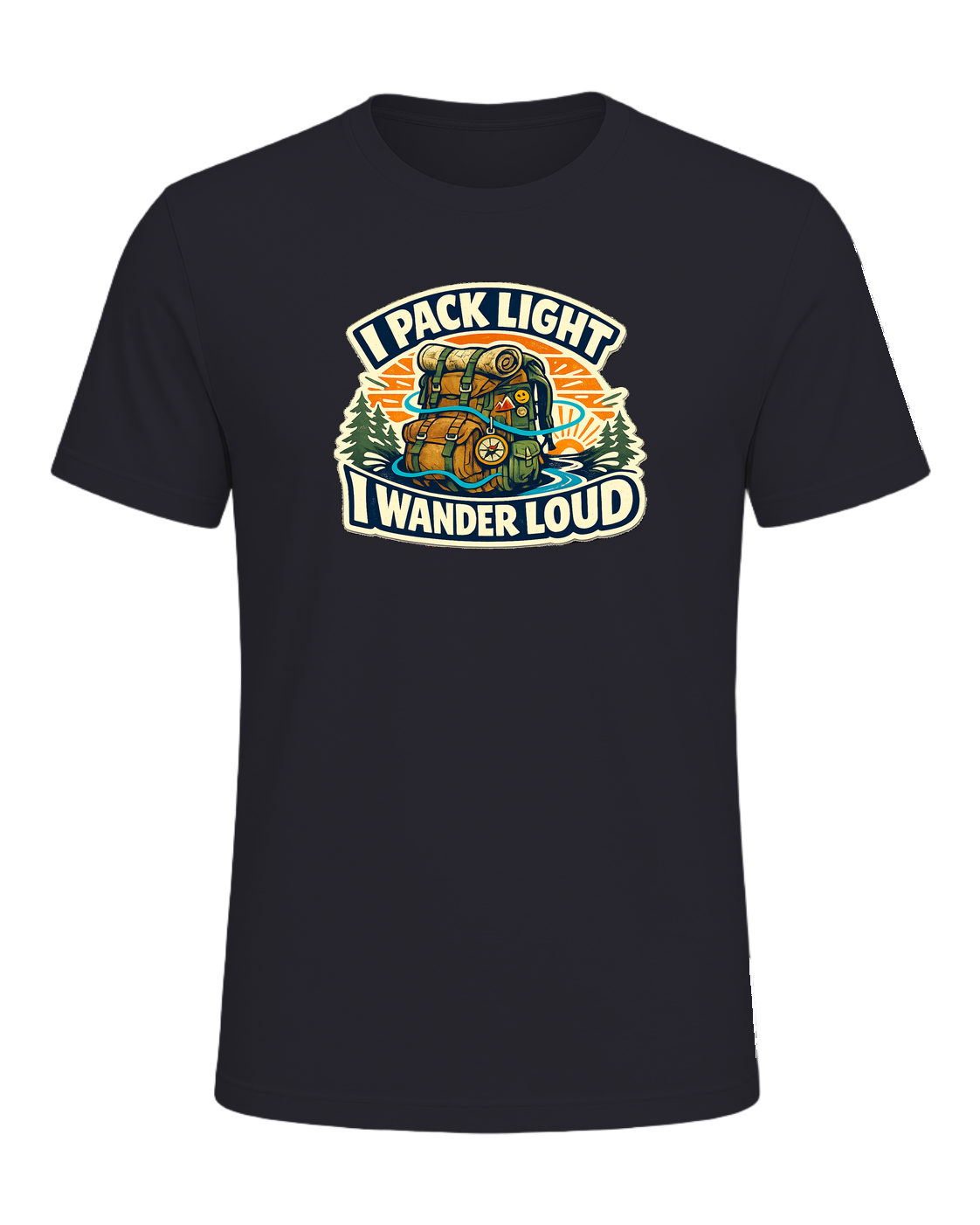 A bold travel wanderer tee for one-bag people who turn every trip into a story. — Dark Grey