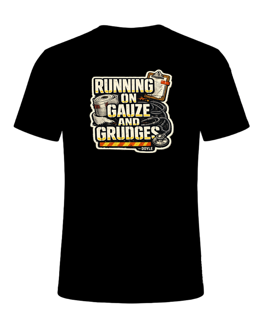 Running On Gauze And Grudges Tee — Black