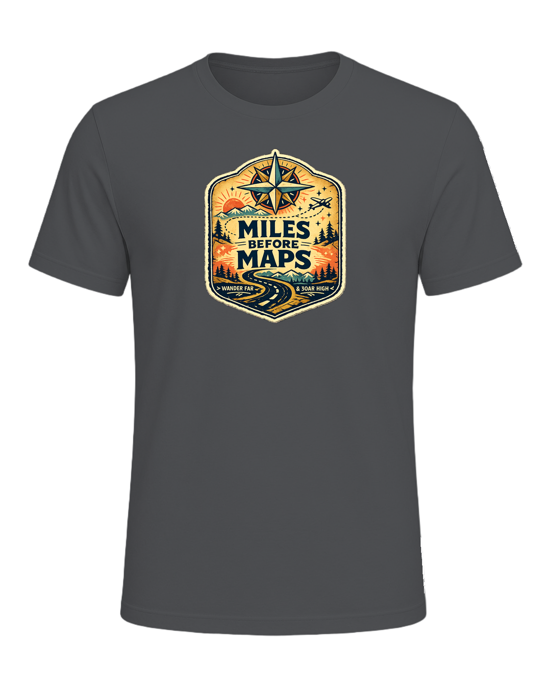 Miles Before Maps Tee — Asphalt