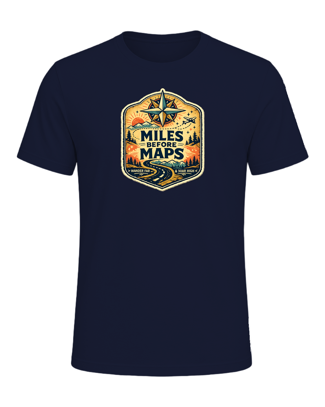 Miles Before Maps Tee — Navy