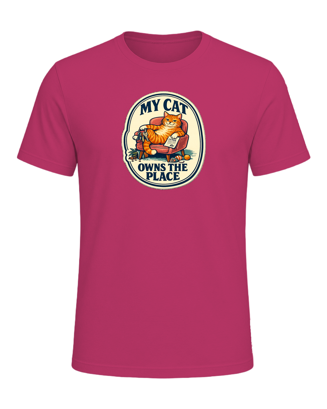 My Cat Owns The Place Tee — Berry