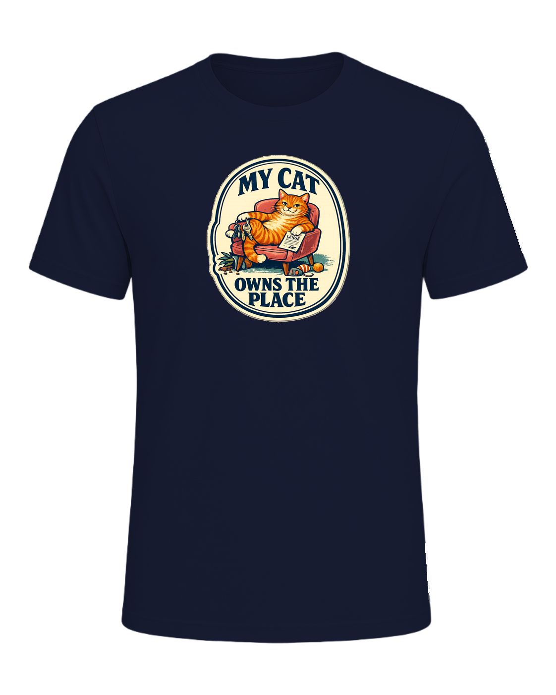 My Cat Owns The Place Tee — Navy