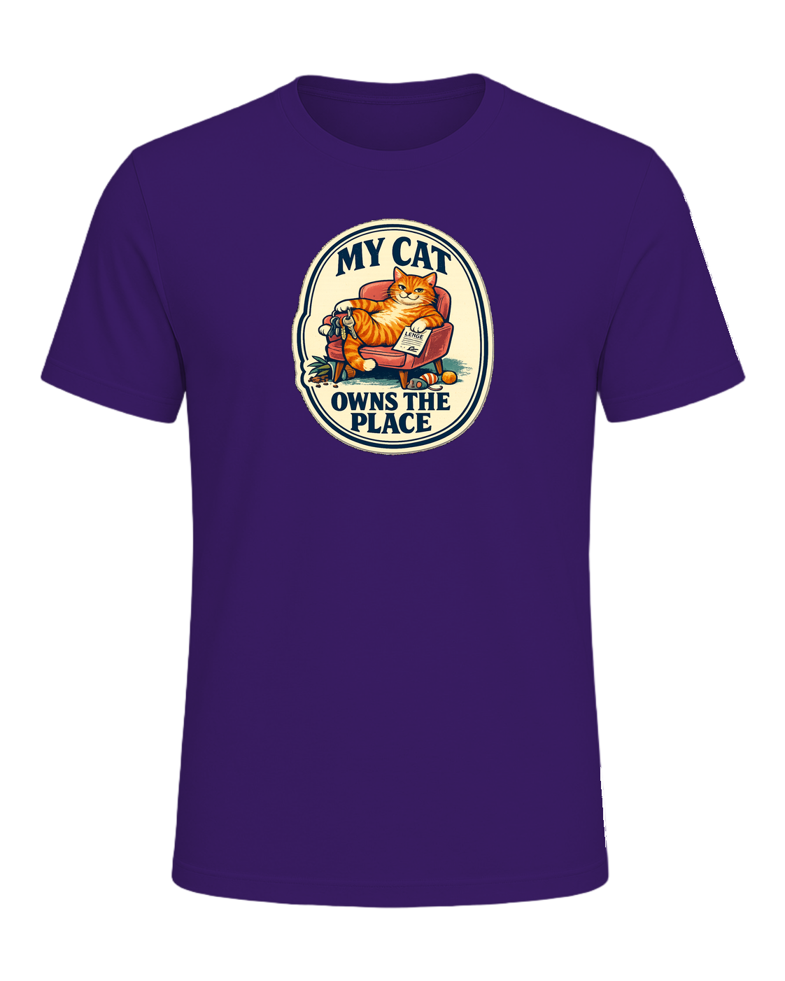My Cat Owns The Place Tee — Team Purple