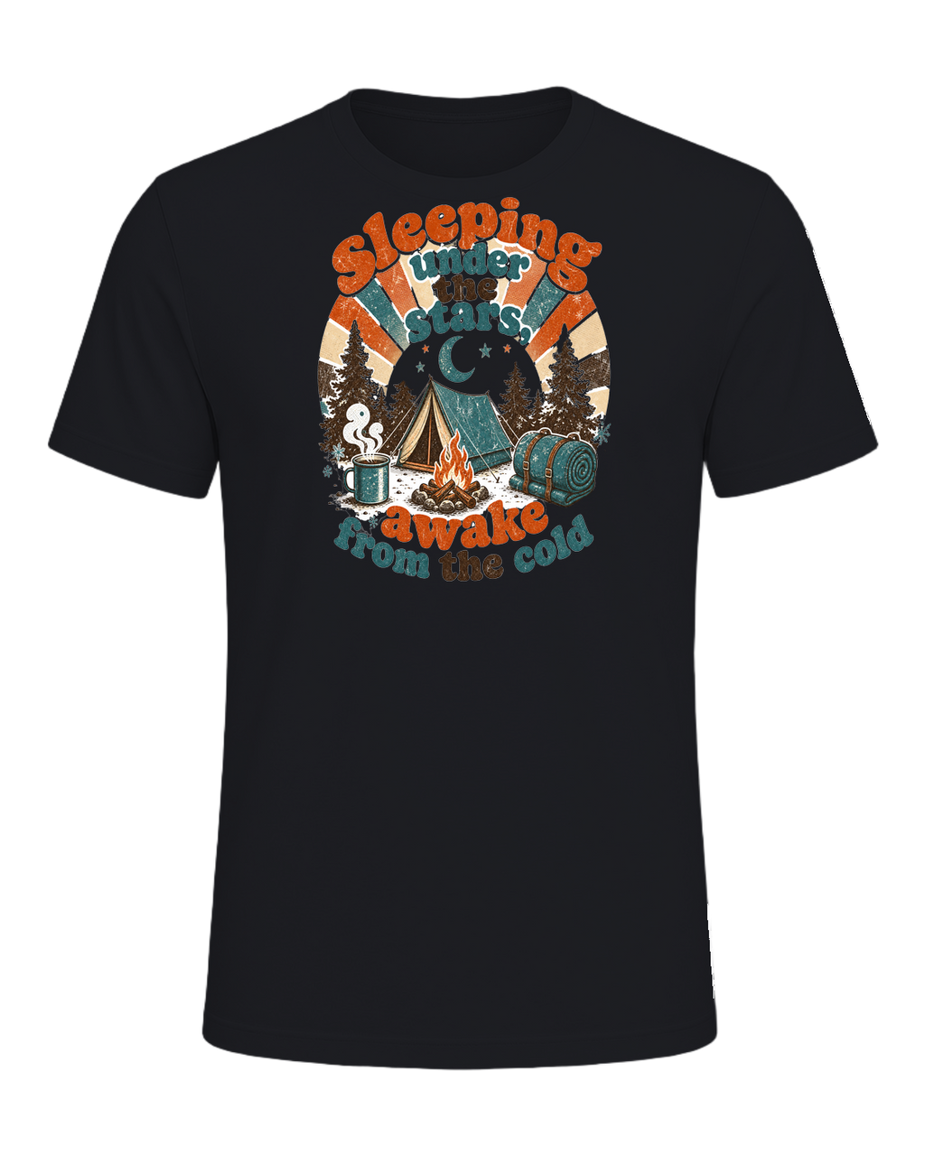 sleeping under the stars, awake from the cold — Vintage Black