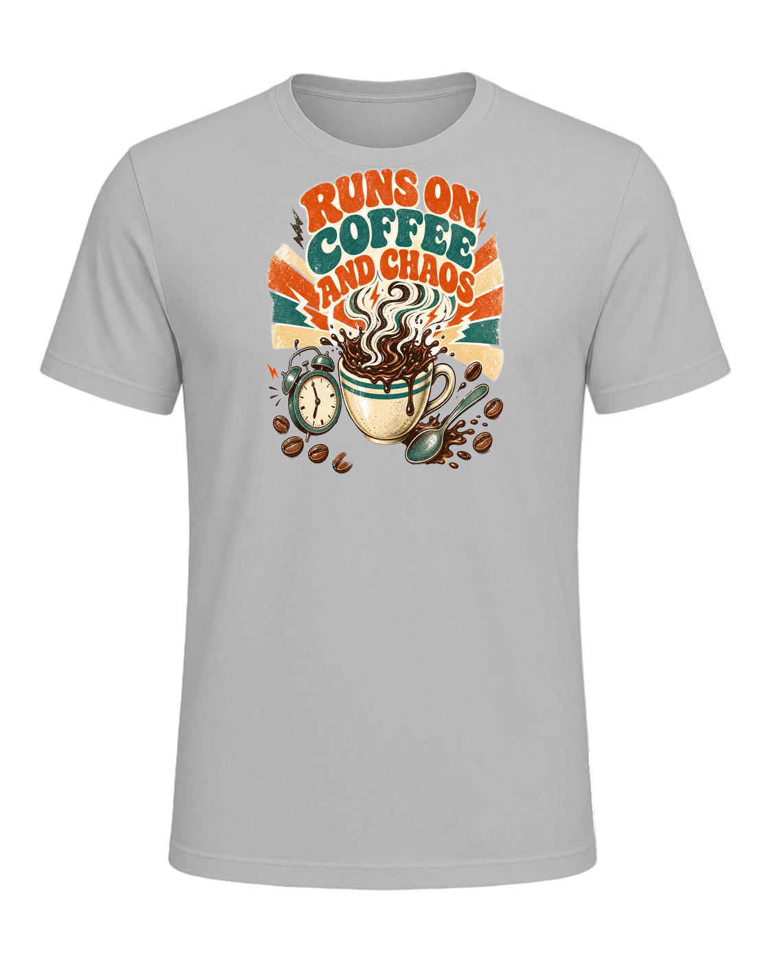 RUNS ON COFFEE AND CHAOS — Athletic Heather