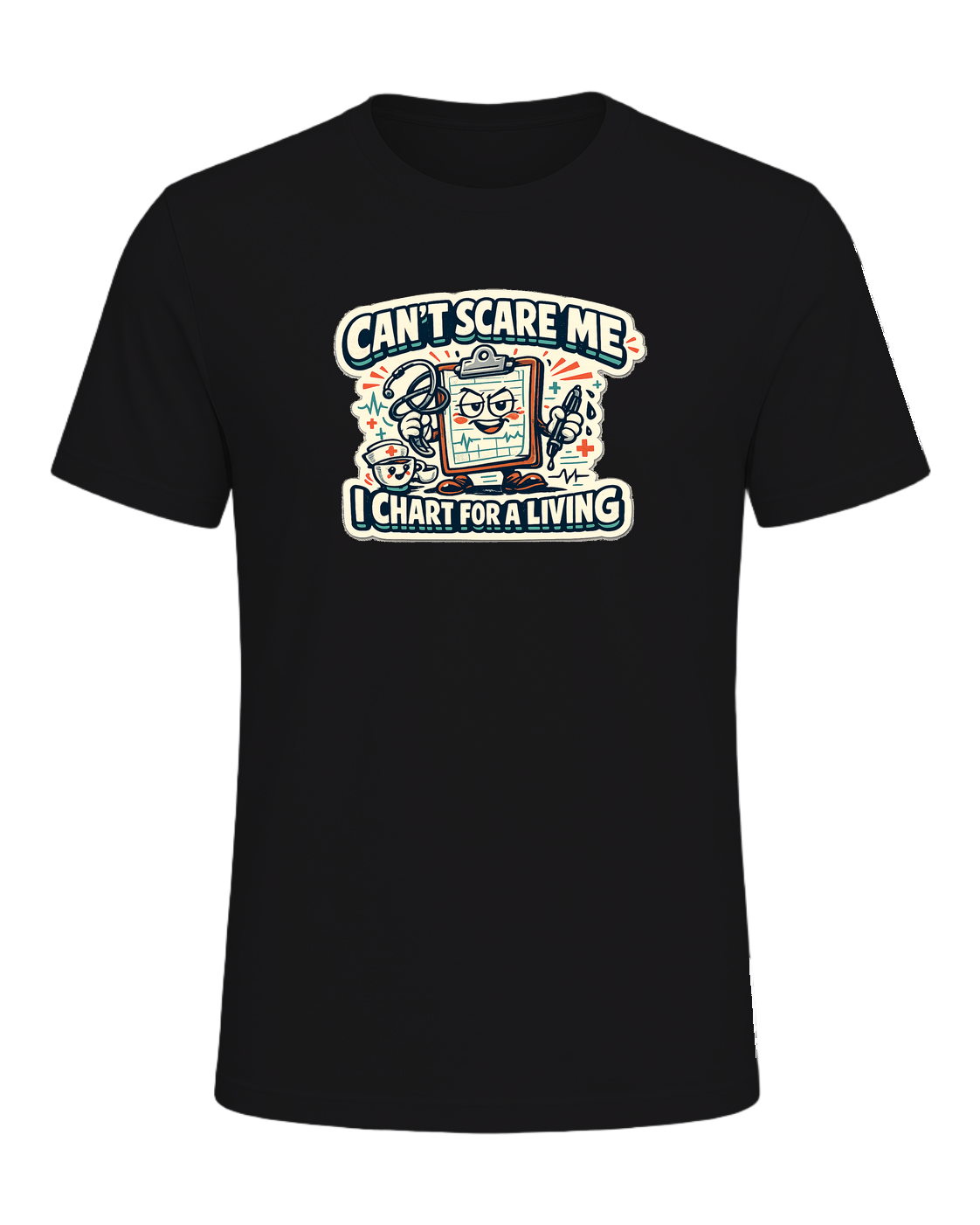 Can't Scare Me I Chart For A Living Tee — Dark Grey Heather