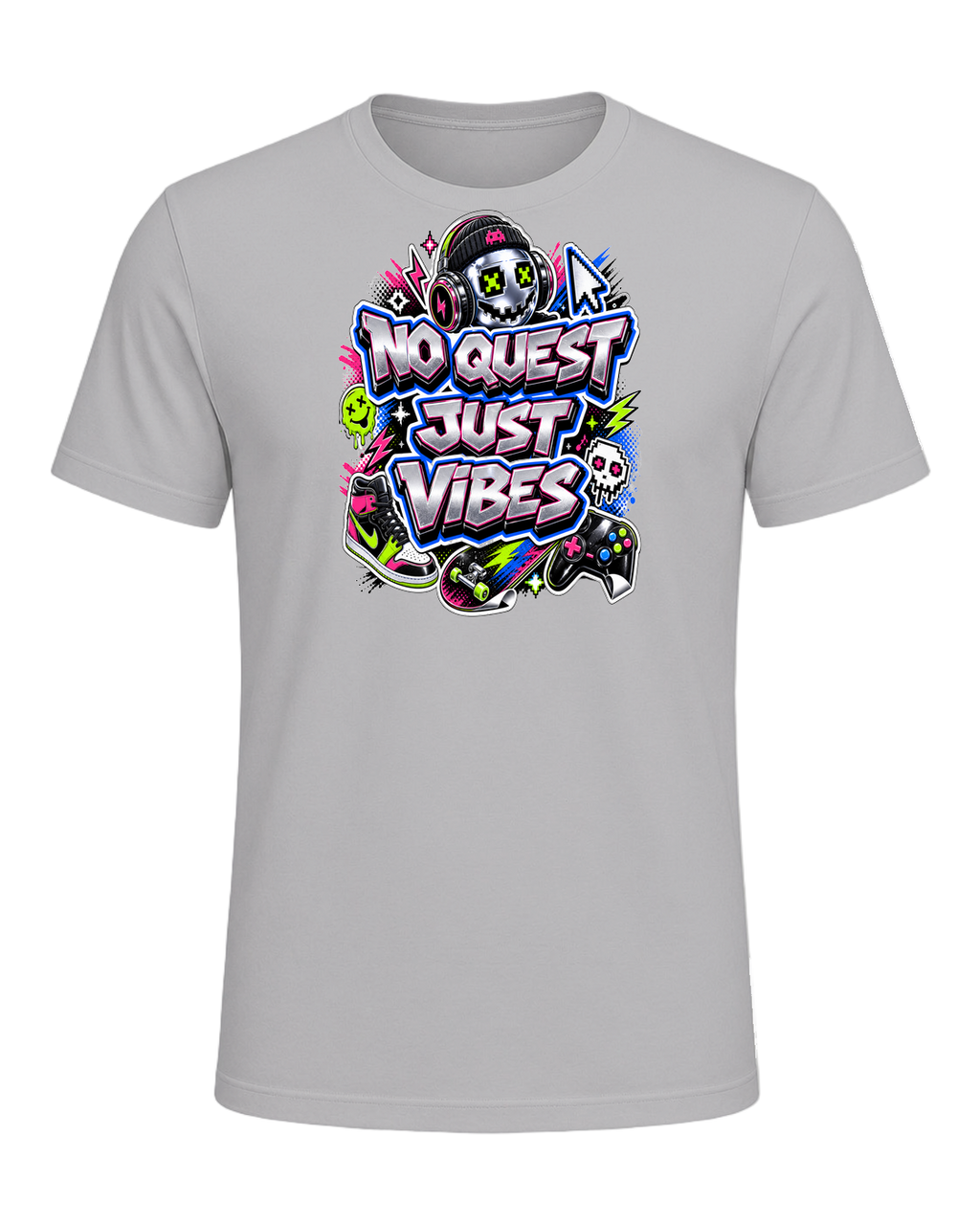 NO QUEST JUST VIBES — Athletic Heather