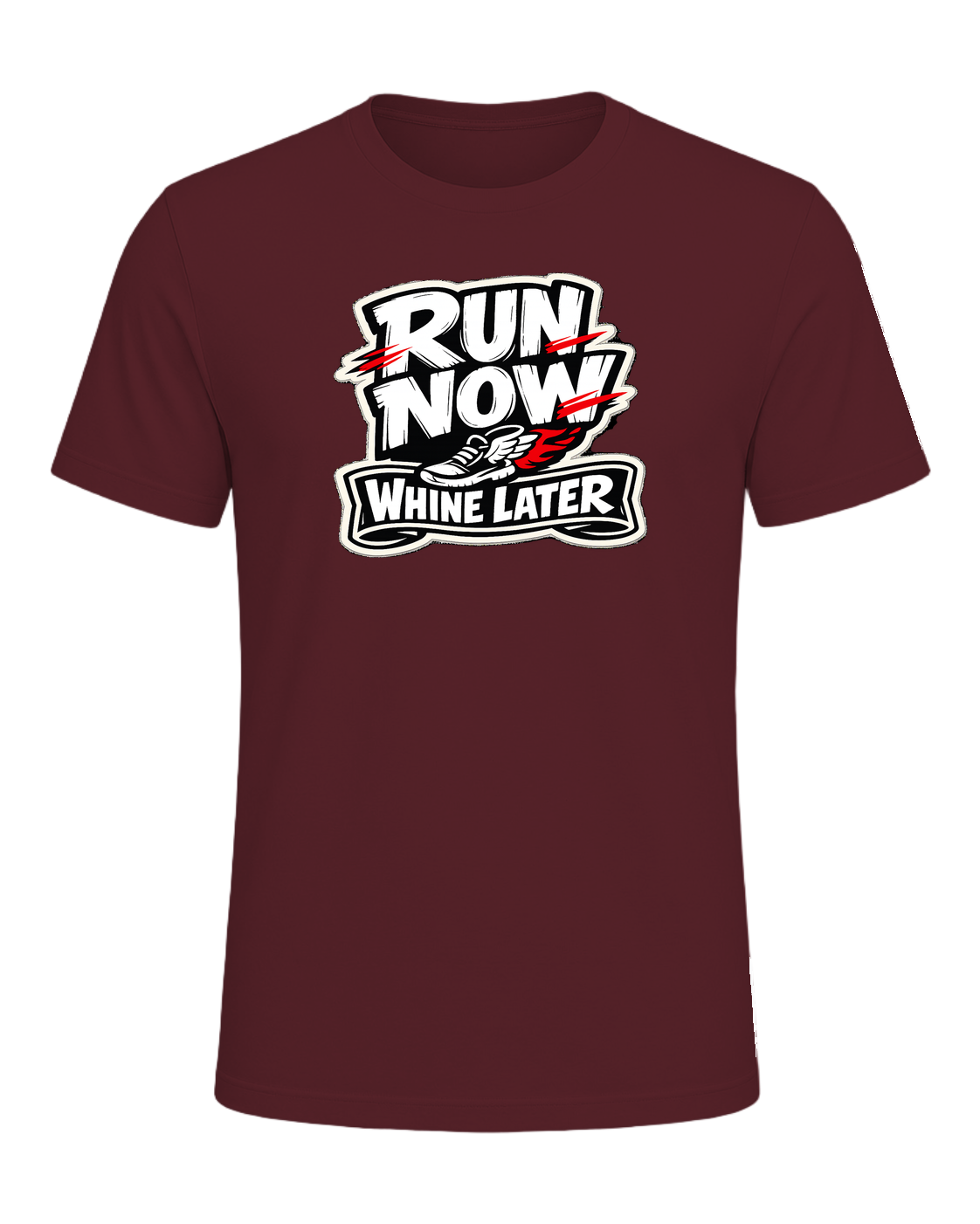 A loud runner tee for people who complain through the miles and still show up. — Maroon