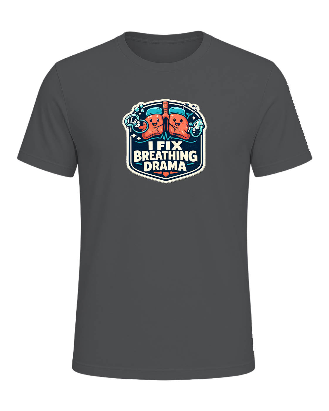 I Fix Breathing Drama Tee — Asphalt