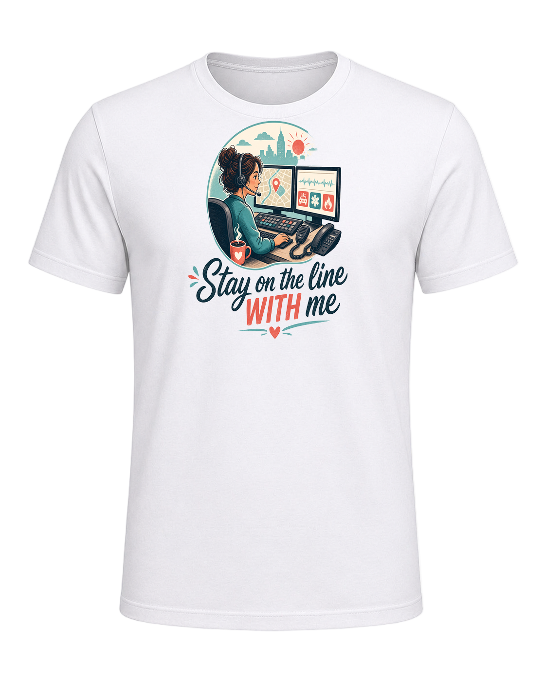 Stay on the line WITH me — White