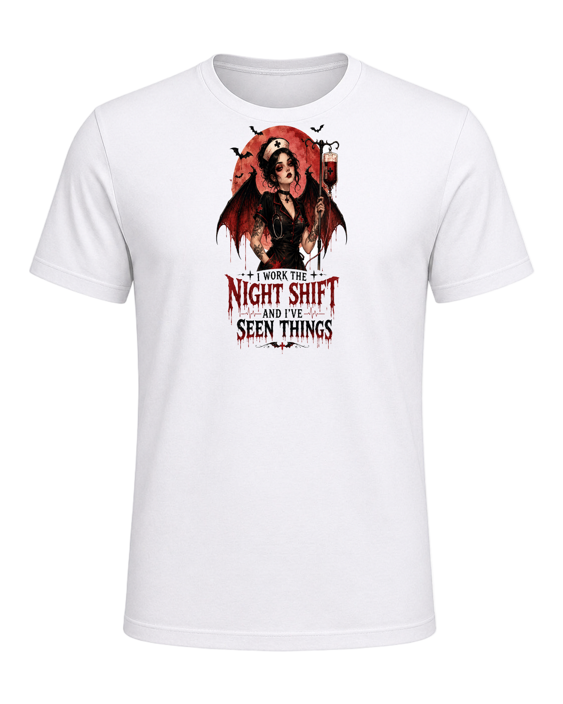 Nurse Night Shift Spooky — White