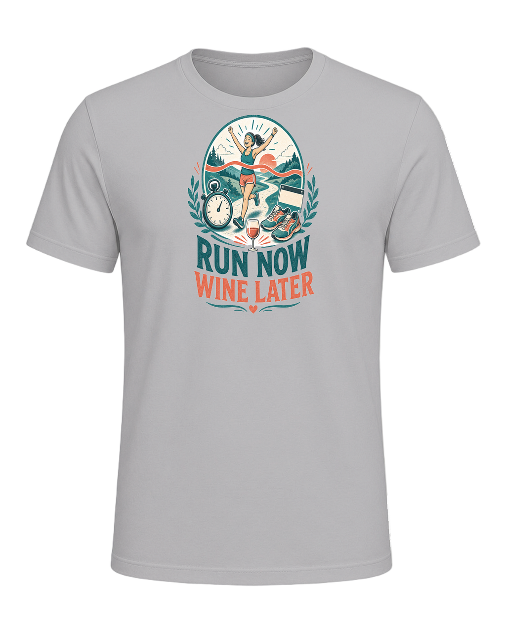 RUN NOW WINE LATER — Athletic Heather