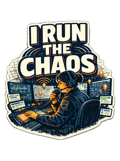 A bold dispatcher shirt for the calm voice running the chaos from the console.
