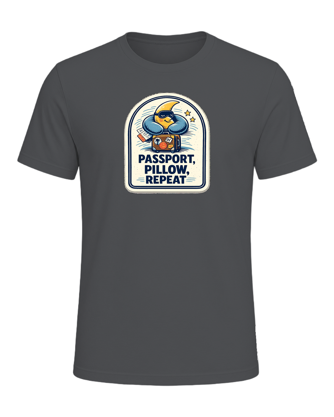 Passport, Pillow, Repeat Tee — Asphalt